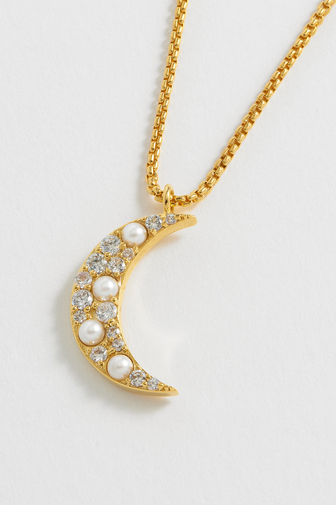 Elegant Pearl & CZ Moon Pendant Necklace - Dainty Celestial Jewelry for Women - Perfect for Date Nights, Weddings & Special Occasions