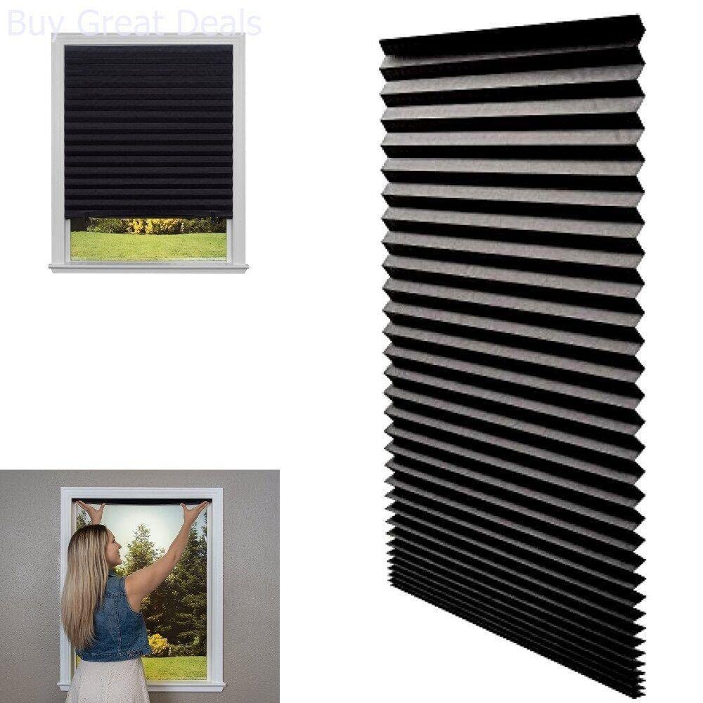 Black Cordless Window Blinds - 6 Pack Fabric Shades for Indoor & Outdoor Use - Perfect for Porch, Patio, and Home Windows | UV Protection & Light Control