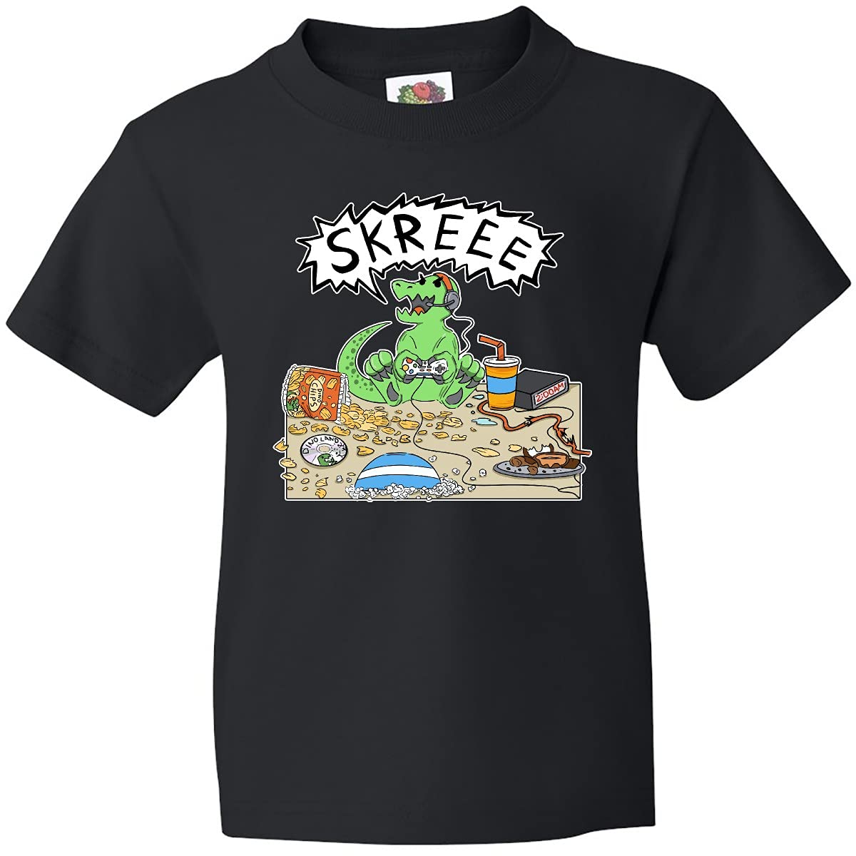 Inktastic Gaming Dinosaur Youth T-Shirt - Cool Dino Graphic Tee for Kids & Teens - Perfect for Gaming, School & Casual Wear