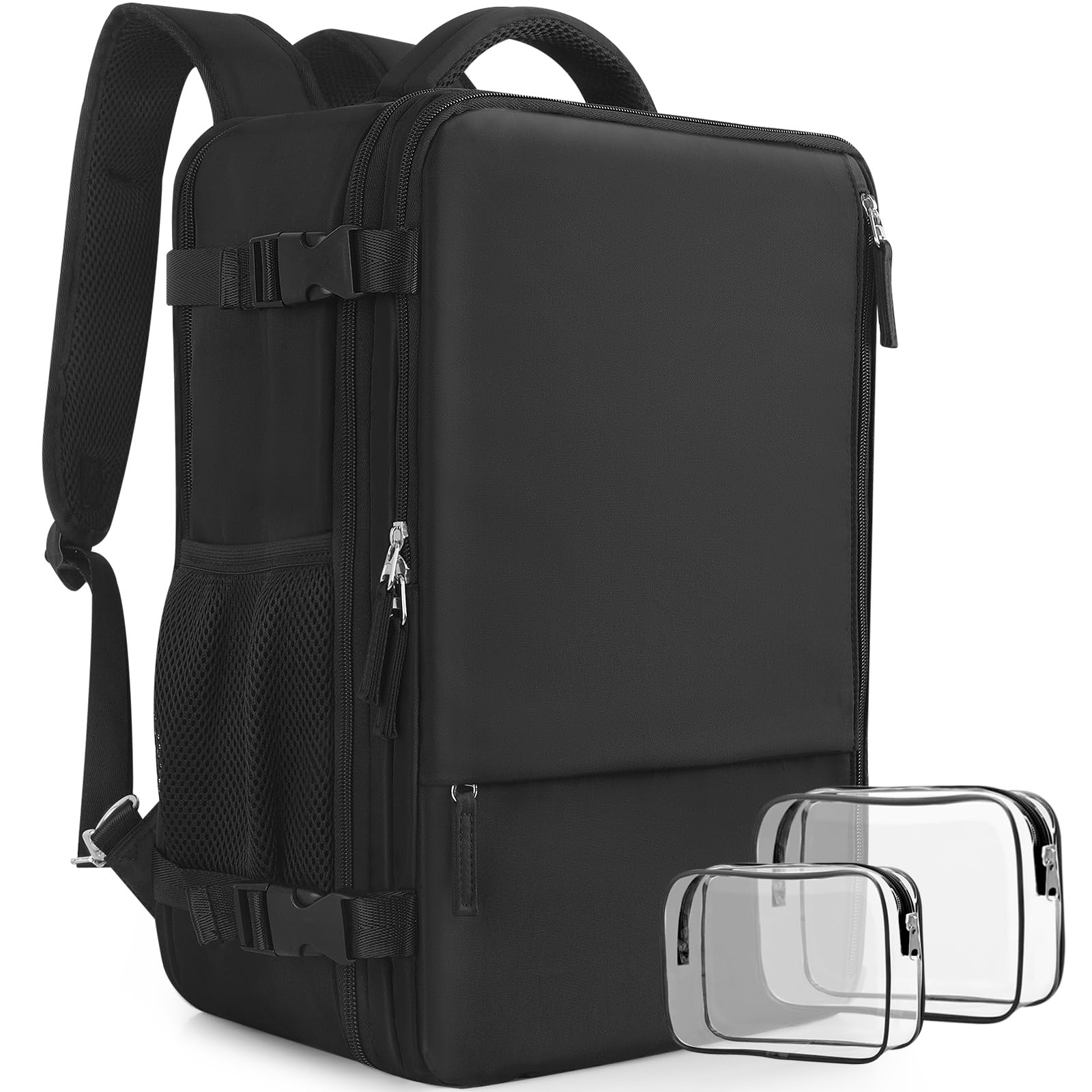 Snoffic Durable Waterproof Travel Backpack for Men & Women - Carry On Personal Item Size, College & Business Laptop Backpack - Fits 17.3 Inch Laptop - Perfect for Work, Hiking, Commuting & Daily Use - Black