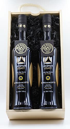 Premium Extra Virgin Olive Oil Gift Set - 2 Bottles (1000ml Total) in Handcrafted Laconia-Inspired Box | Gourmet Cooking, Salad Dressing & Elegant Gift Giving