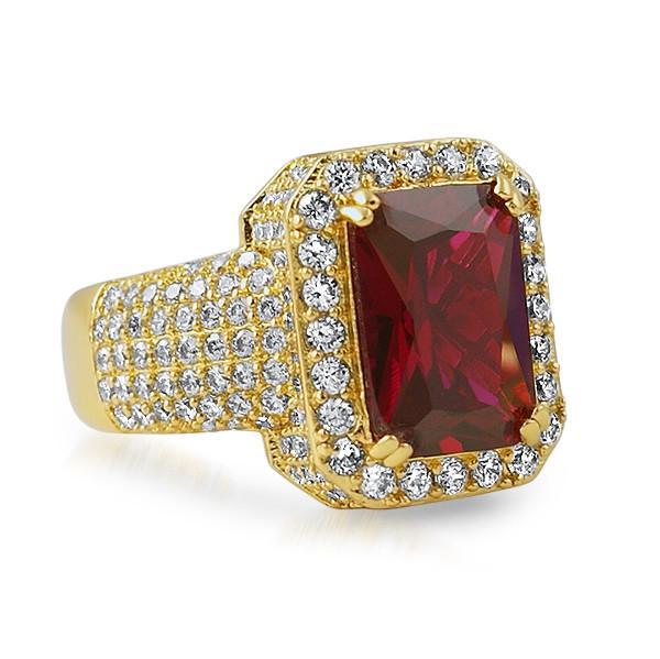 Gold Red Synthetic Ruby Royal Ring for Women - Elegant Vintage Style Jewelry for Weddings, Parties & Special Occasions