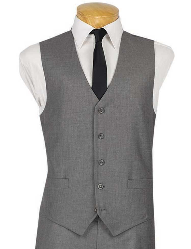 Men's Slim Fit Vest Suit Separates - Gray Formal Waistcoat for Business, Wedding & Office Wear