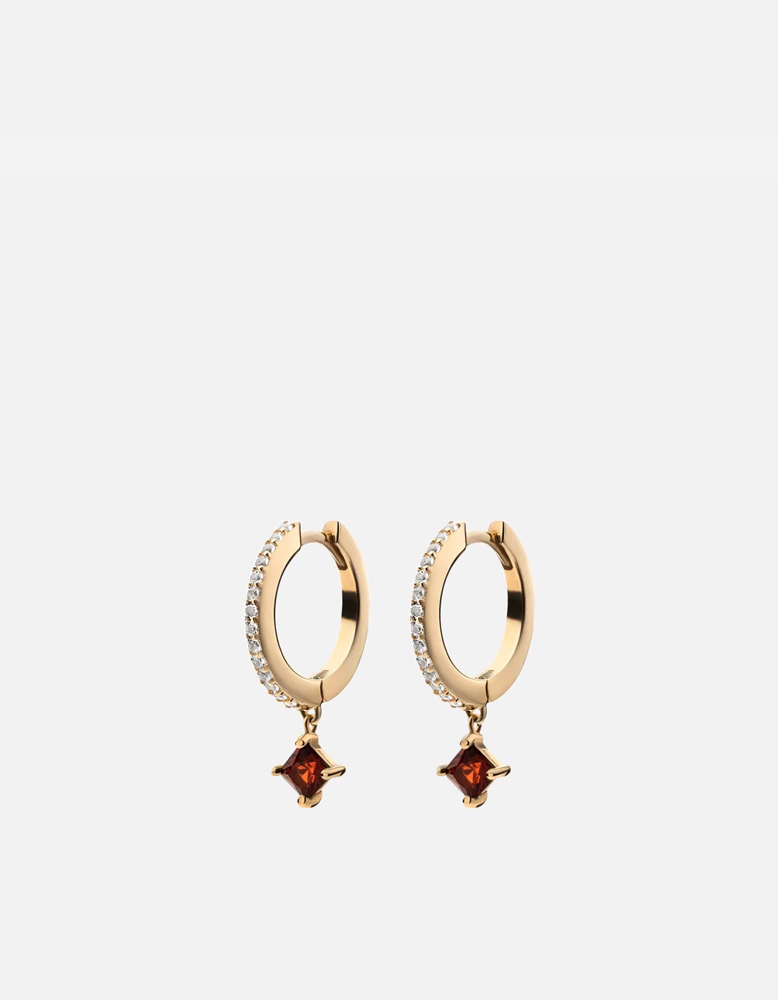 14K Gold Pavé Garnet Earrings for Women - Elegant Dangle Earrings for Party, Wedding & Special Occasions