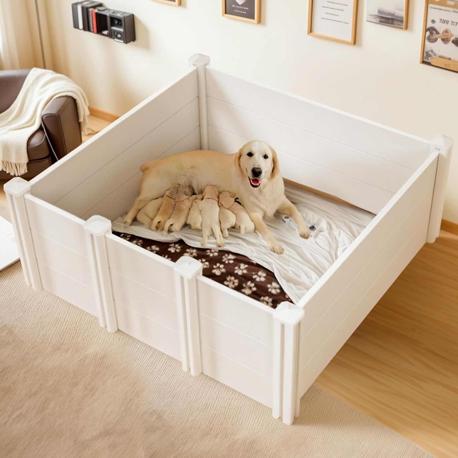 Large PVC Whelping Box for Dogs & Puppies - Waterproof, Rustproof Playpen (48x48x18in) - Indoor/Outdoor Puppy Whelping Supplies & Raised Garden Bed - Perfect for Newborn Puppies, Dog Breeding & Outdoor Pet Containment