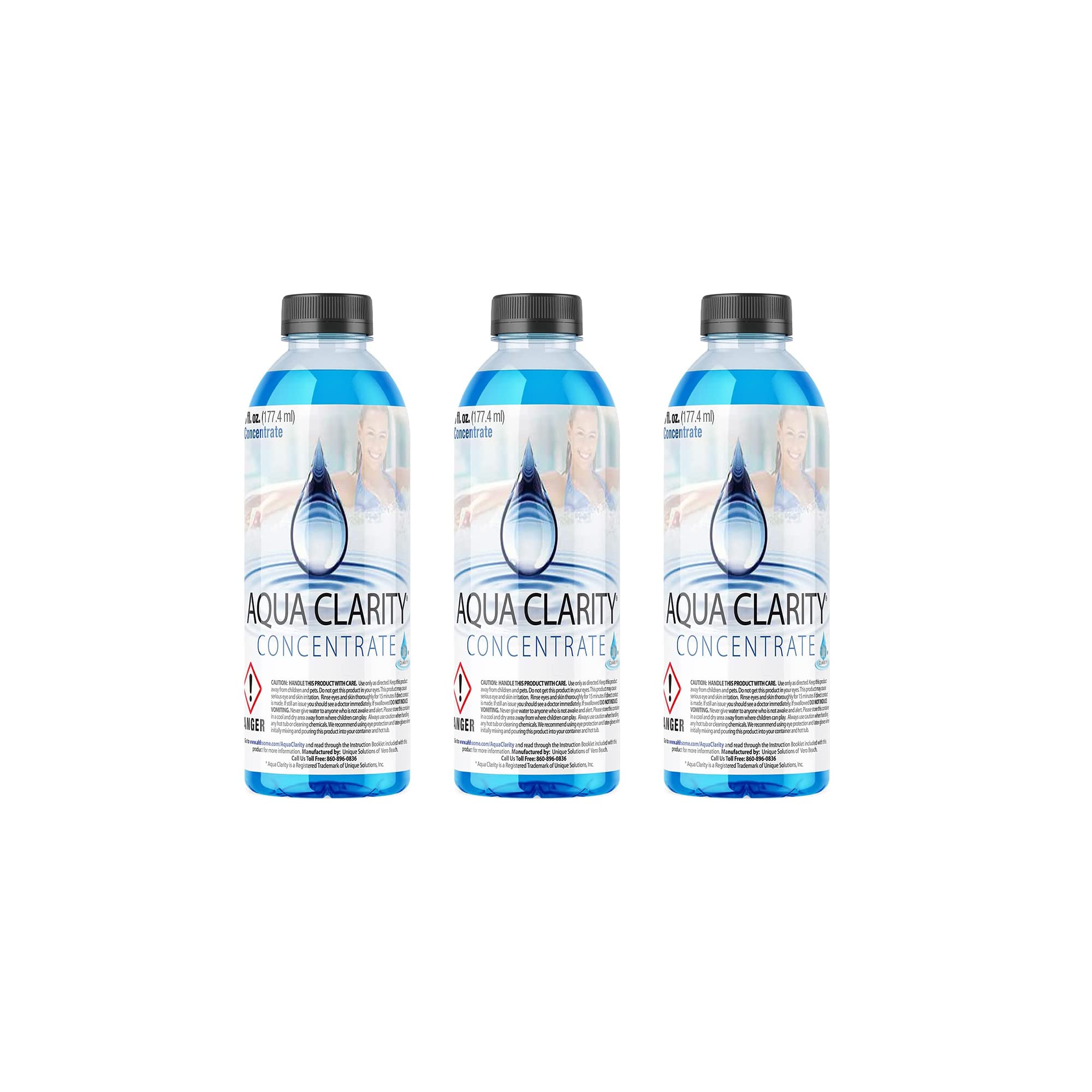 Premium Aqua Clarity Hot Tub Cleaner Concentrate - 6 oz | Most Effective Water Care Solution for Healthy Hot Tub Maintenance (Lasts 3 Years) | Compatible with All Sanitizers & Enzymes | Chemical-Free Spa Treatment | Perfect for Weekly Maintenance & Water Clarification