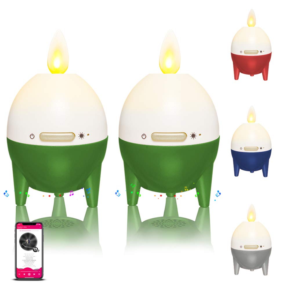 Wireless Bluetooth LED Candle Speaker - Portable Bedside Lamp with Warm Flickering Lights, HD Audio for iPhone, iPad, Android - Perfect for Bedroom, Outdoor, Party & Relaxation (2 Pack)