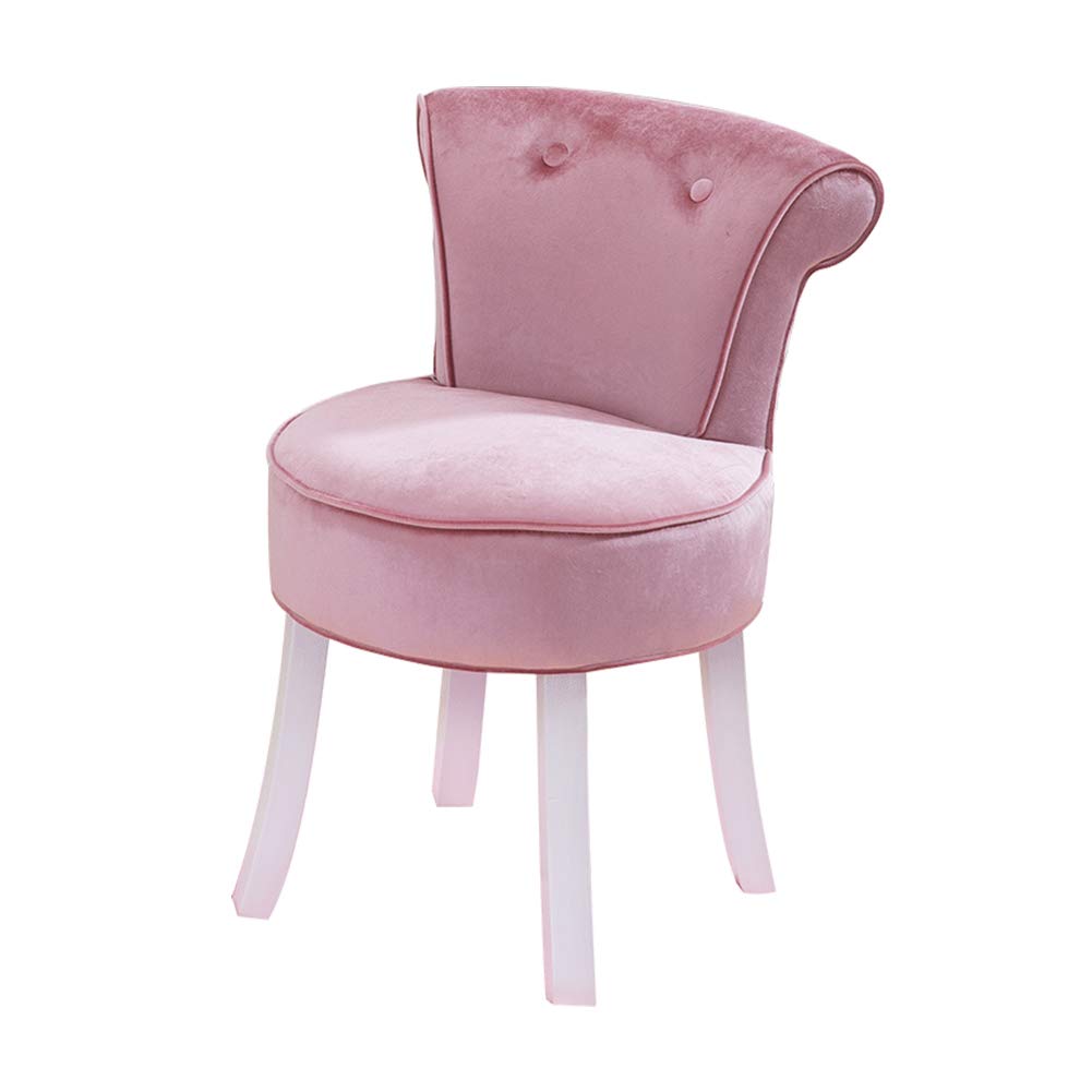 Zyifan High Back Velvet Vanity Bench - Padded Makeup Stool with Solid Wood Legs, Baroque Style Dressing Chair & Lounge Piano Stool for Bedroom, Boudoir, and Dressing Room