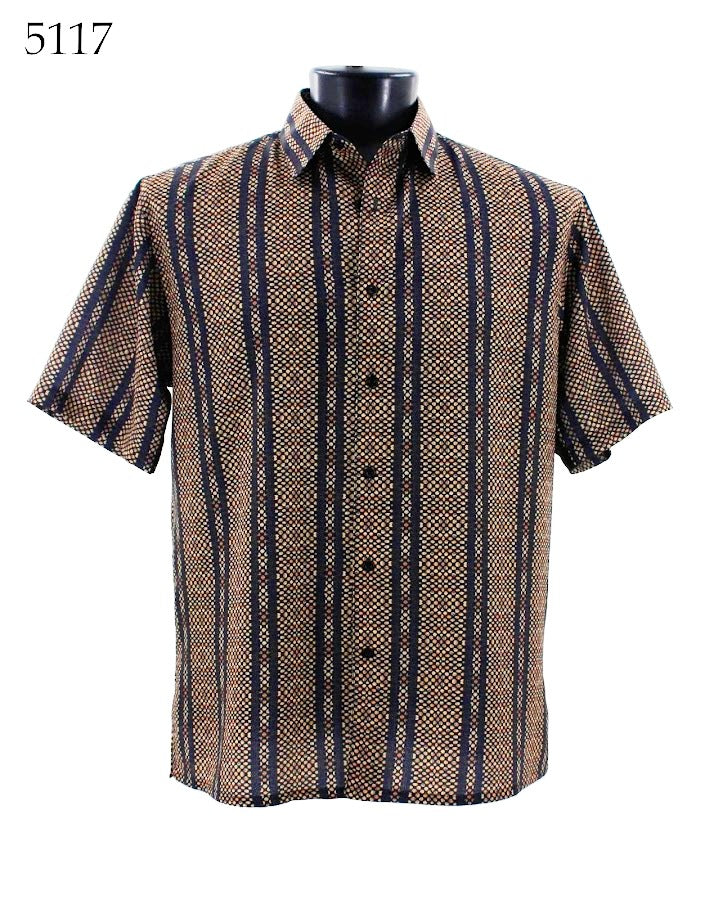 Bassiri Men's Casual Short Sleeve Shirt 5117 - Comfortable Cotton Button Down Shirt for Summer, Outdoor Activities & Business Casual Wear