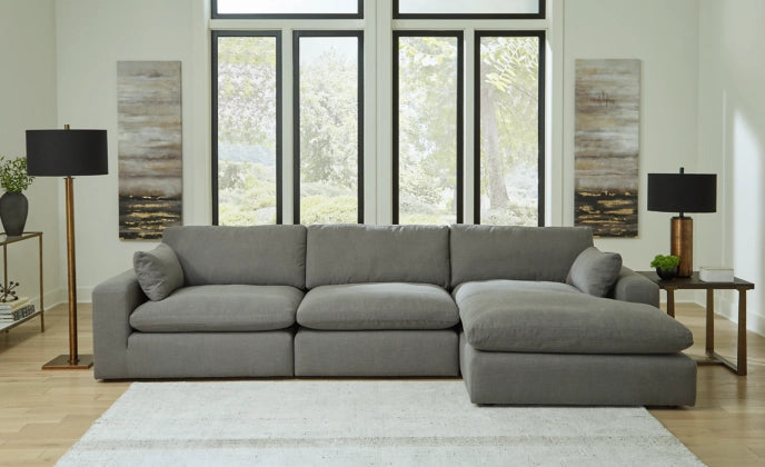 Elyza 3-Piece Sectional Sofa with Right-Hand Facing Chaise in Smoke Gray - Perfect for Living Room, Family Room & Small Spaces