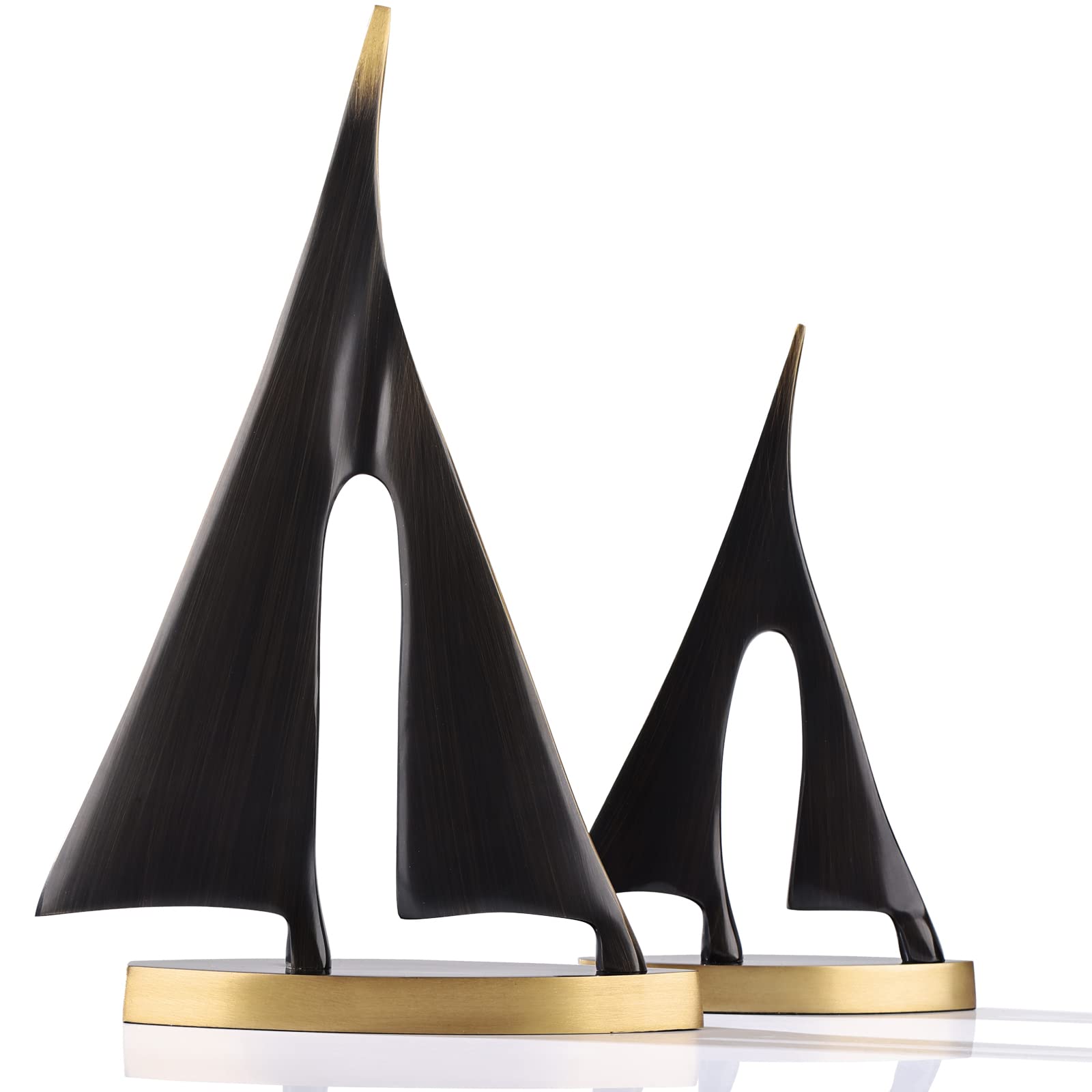 Bronze Sailboat Decor - Brass Nautical Ornament for Home, Office & Bathroom | Sailboat Sculpture & Statue | Perfect Gift for Sailors & Coastal Theme Lovers | Ideal for Shelves, Desks & Mantels
