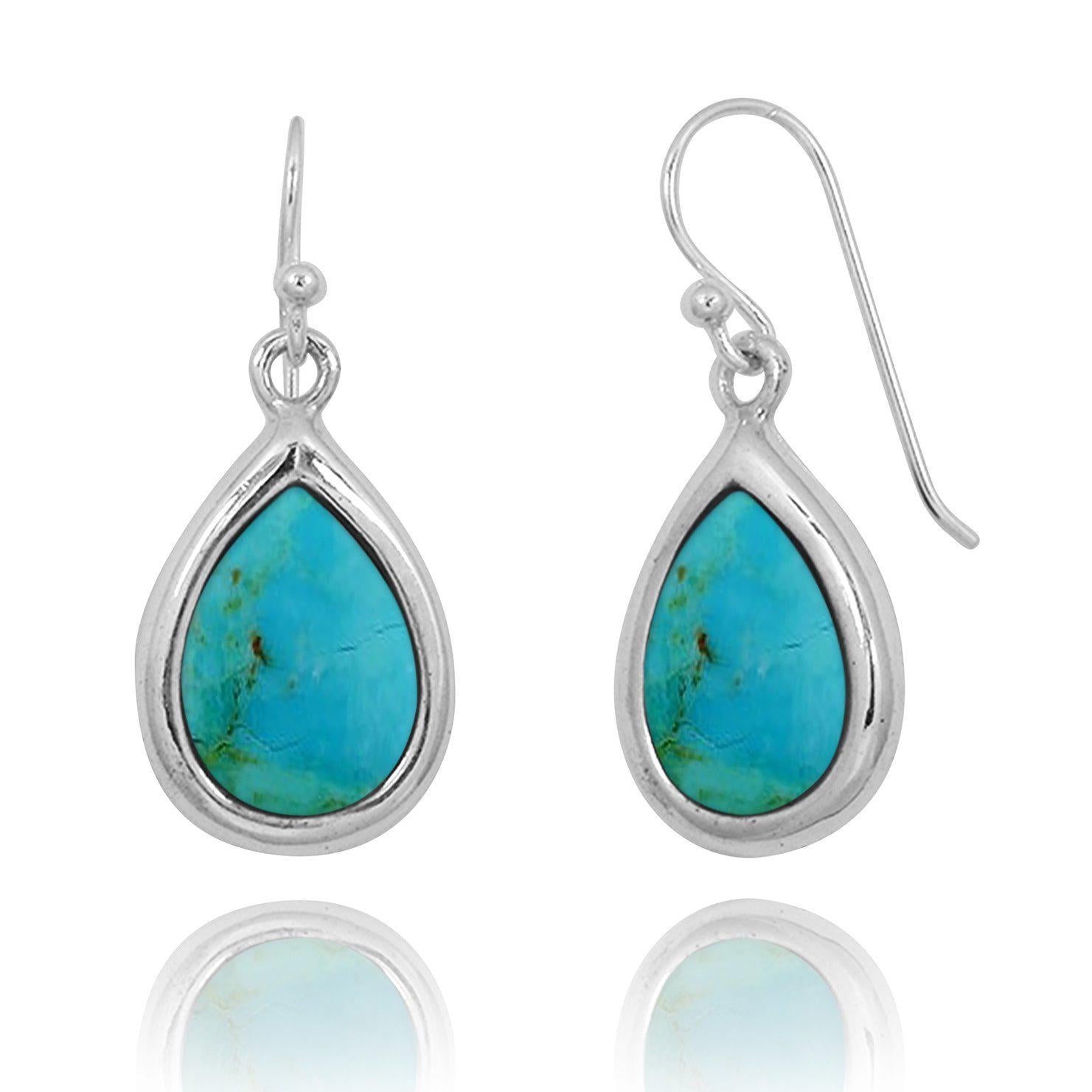 Handmade Compressed Turquoise Oxidized Silver Drop Earrings for Women | Boho Chic Jewelry | Perfect for Parties, Weddings & Everyday Wear