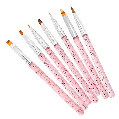 Professional 7-Piece Nail Art Brush Set - Dotting Pens, Liner Brushes & Gel Polish Tools for Salon & DIY Manicures (Pink) | Perfect for Nail Design, French Tips & Creative Art Painting at Home or Professional Use