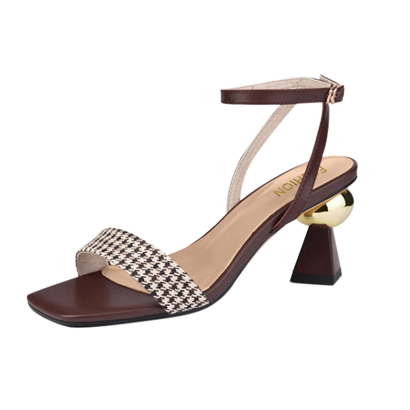 Chunky High Heel Open Toe Roman Sandals for Women - Fashion Summer & Spring Retro Yoga Sandals - Size 10 - Perfect for Beach, Vacation, and Casual Outings