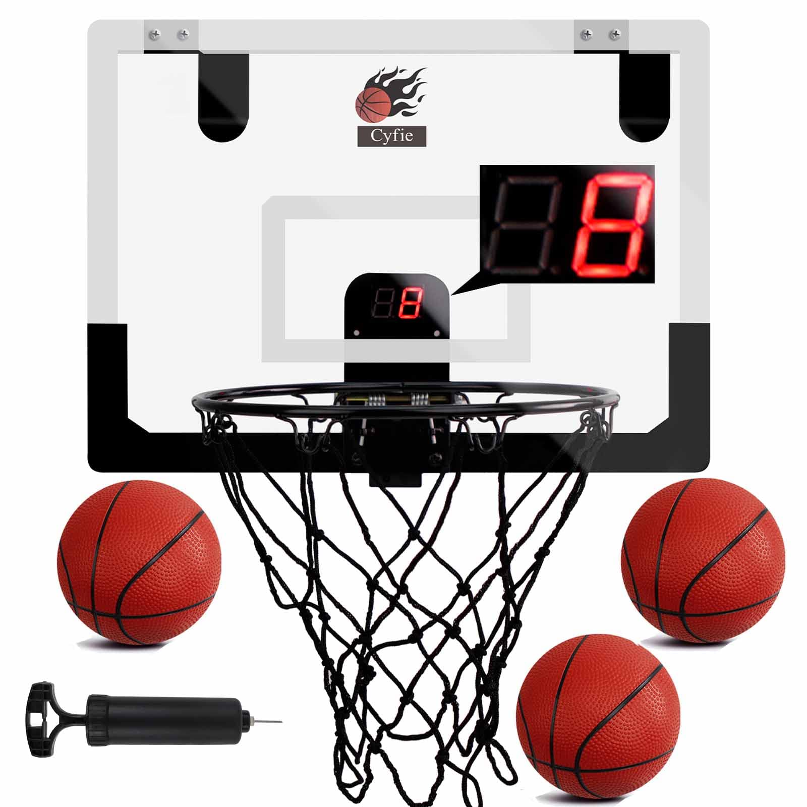 Mini Indoor Basketball Hoop for Doors - Scoreboard & Sound Effects for Kids & Adults - Perfect for Home & Office Play