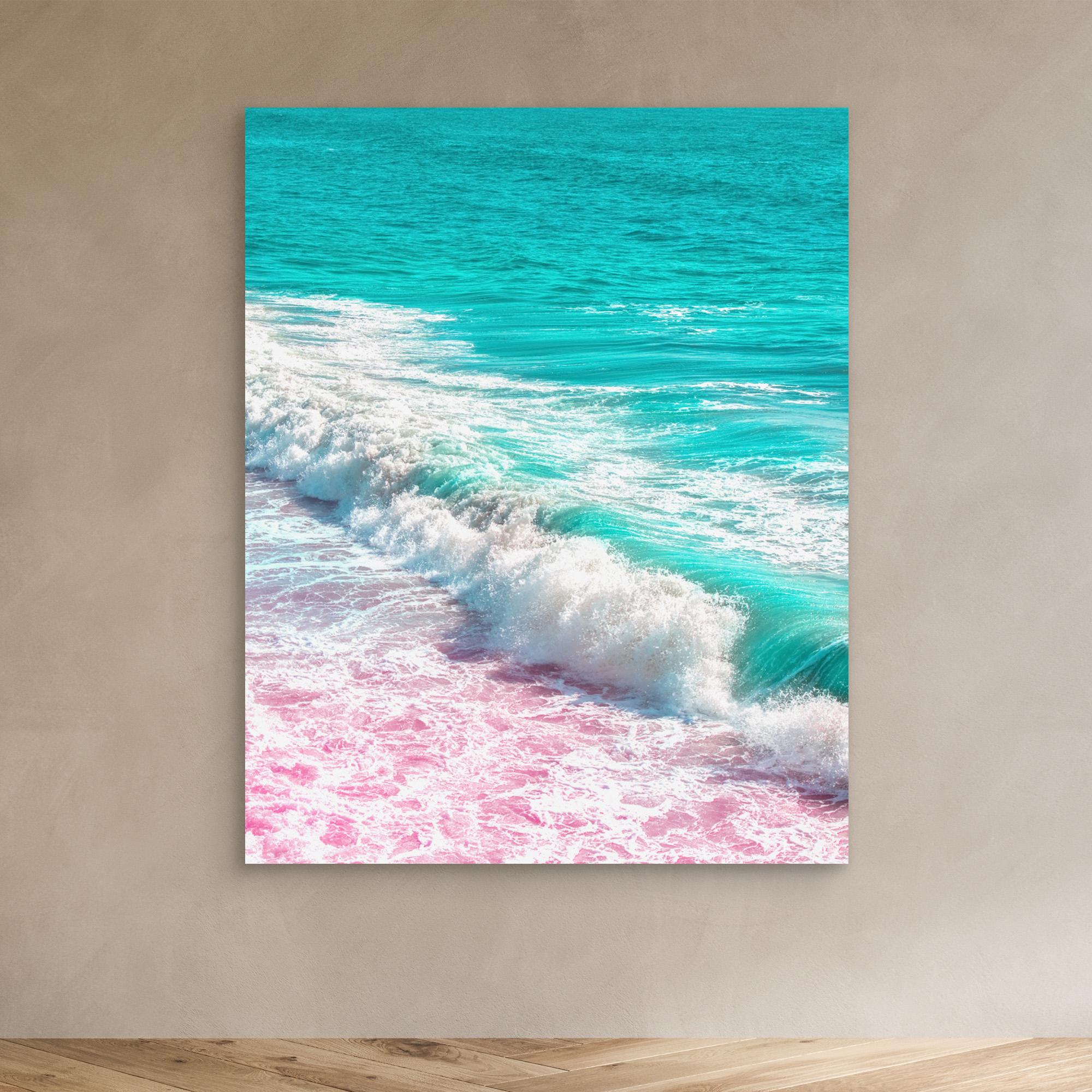 Stunning Pink and Blue Waves Crashing Canvas Print by Tom Windeknecht - Perfect for Beach House Decor & Coastal Living Room Wall Art