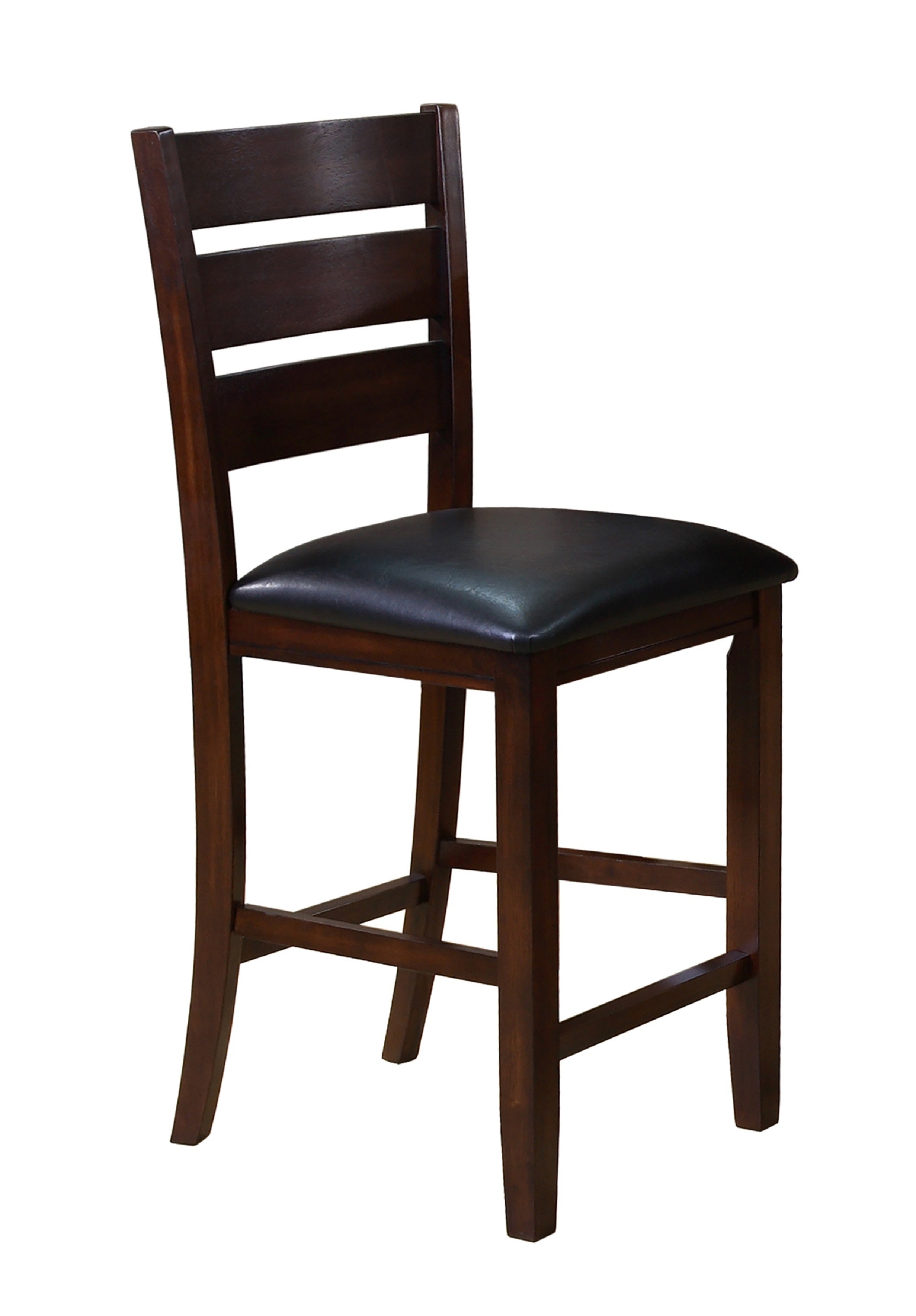 Modern Dark Brown Counter Height Bar Stools Set of 2 - Faux Leather Upholstered Wooden Dining Chairs for Kitchen Island, Breakfast Nook & Home Bar - Contemporary Style Bar Height Furniture