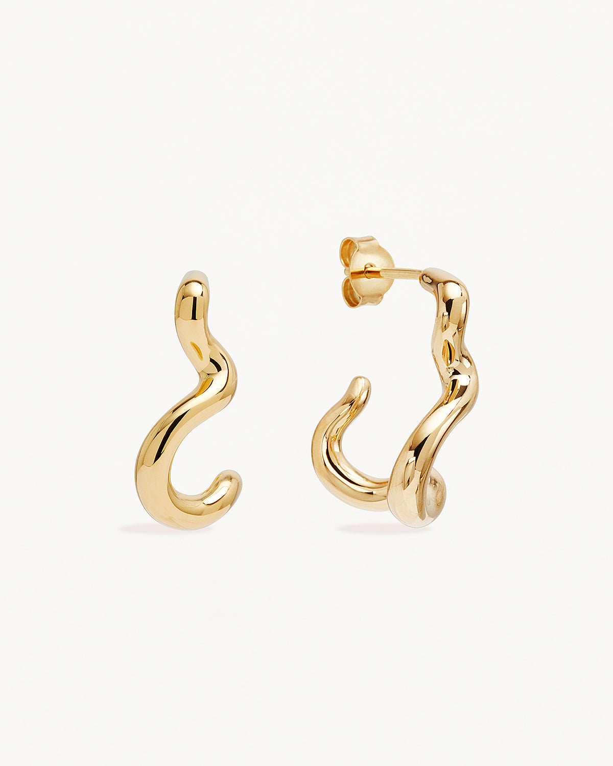 18K Gold Vermeil Flow of Life Hoop Earrings - Elegant Dainty Huggie Hoops for Women, Perfect for Everyday Wear, Gift Giving & Special Occasions
