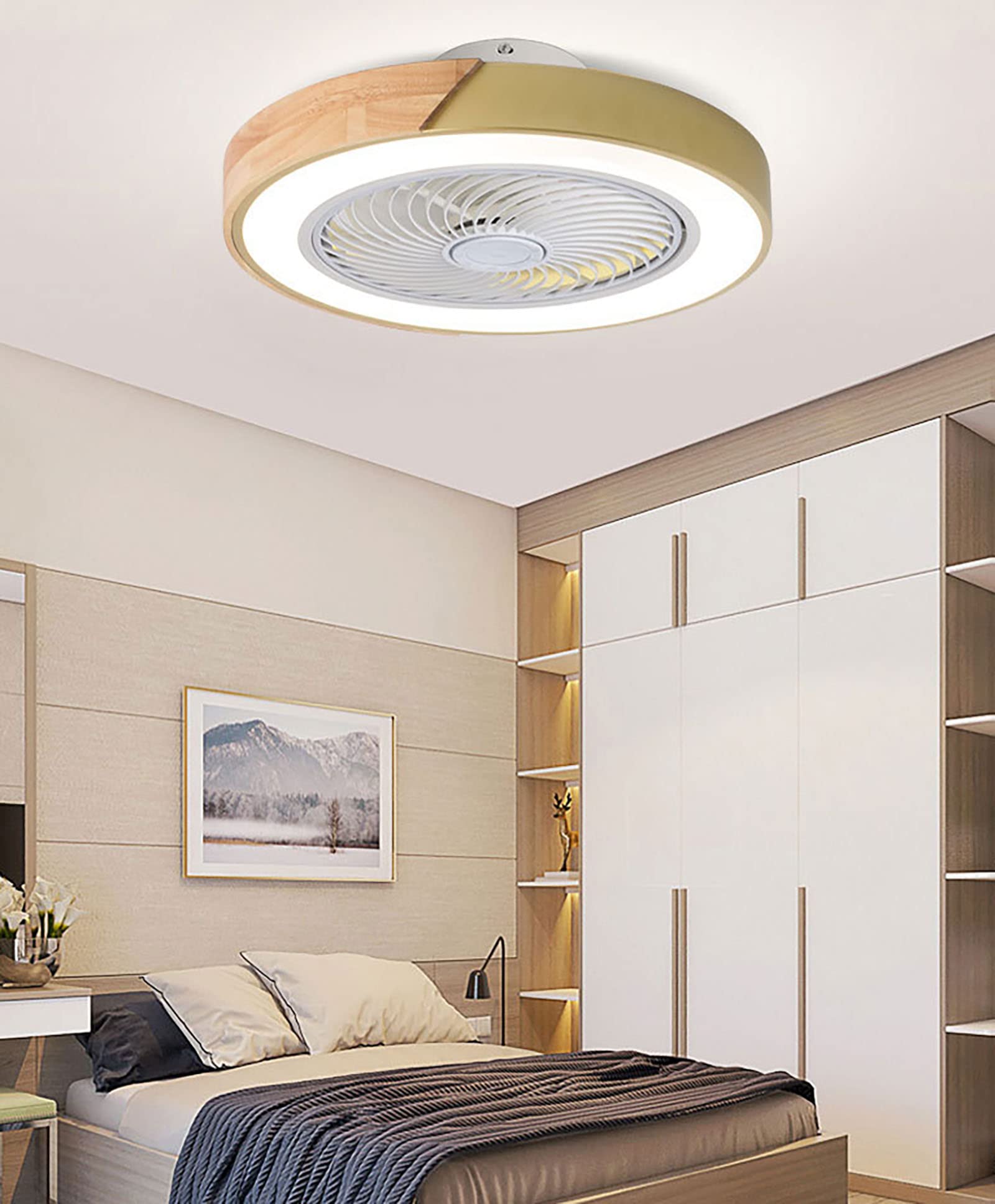 **LenEurest 60W LED Ceiling Fan with Light & Remote Control - 3-Color Dimmable, Silent Operation, Timer Function - Perfect for Living Room, Dining Room & Bedroom**