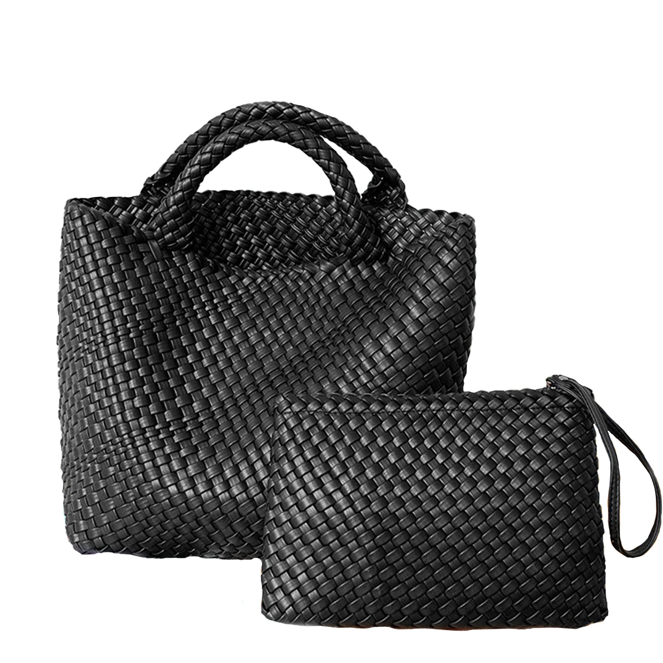 Eco-Friendly Vegan Leather Woven Tote Bag - Large Capacity Women's Shoulder Bag for Shopping & Travel