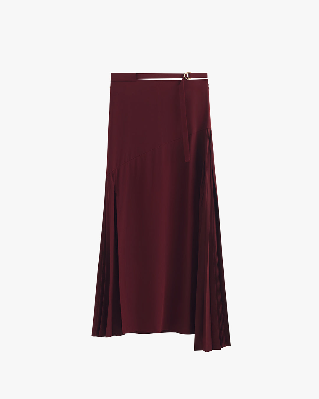 Elegant Silk Pleated Side Skirt for Women - Flowy A-Line Midi Skirt with Side Slit - Perfect for Office, Party & Special Occasions