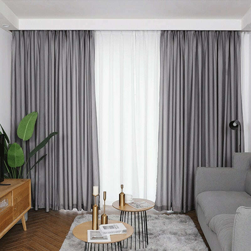 Jason Plain Velvet Sheer Curtains - Dark Gray Blackout Window Drapes for Living Room & Bedroom