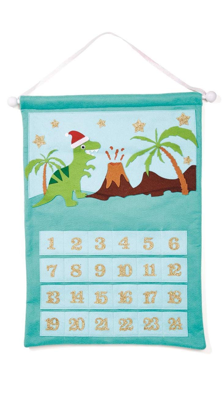 Magical Christmas Advent Calendar with 24 Pockets - Dinosaur Themed Countdown to Christmas | Cupcakes & Cartwheels | Perfect for Kids Holiday Decor & Gift Giving