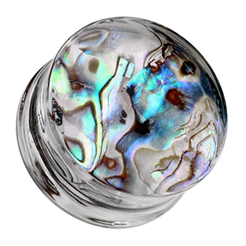 Abalone Inlay Double Flare Ear Plugs - Boho Jewelry for Stretching