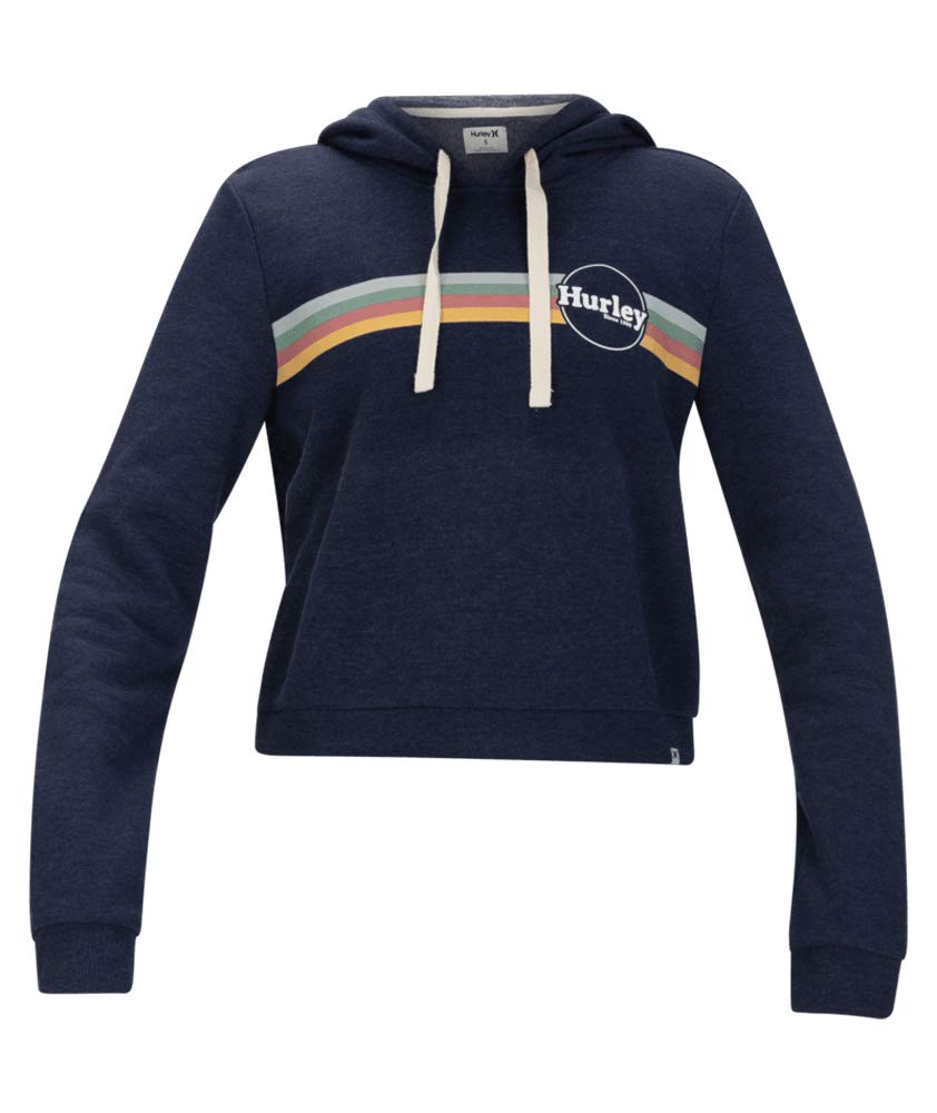 Hurley Women's Jammer Stripe Fleece Crop Pullover Hoodie - Soft & Cozy Sweatshirt for Casual Wear, Gym, and Outdoor Activities