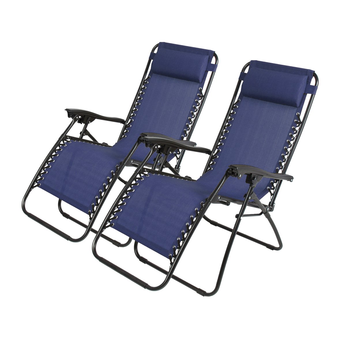 Zero Gravity Recliner Lounge Chair - 2 Pack Outdoor Patio Pool Chairs in Blue - Perfect for Backyard, Beach, and Relaxation