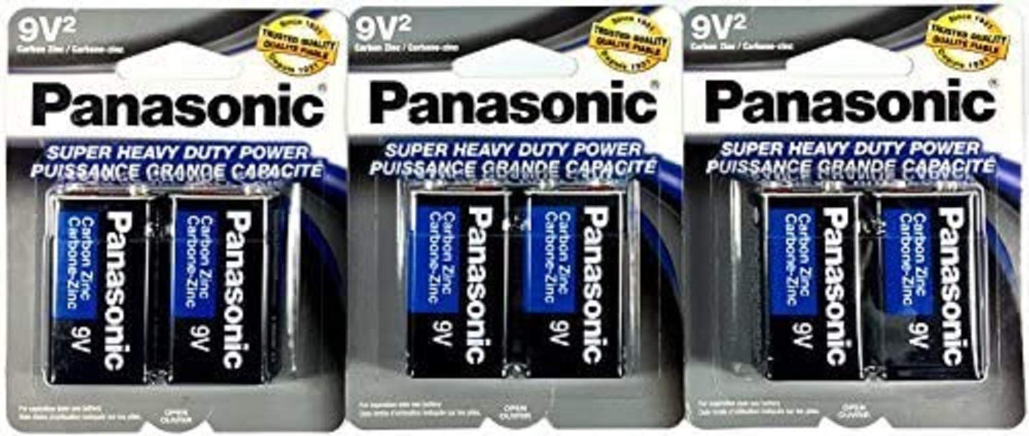 6-Pack Panasonic 9V Super Heavy Duty Zinc Carbon Batteries - Long Lasting Power for Smoke Detectors, Toys & Electronics