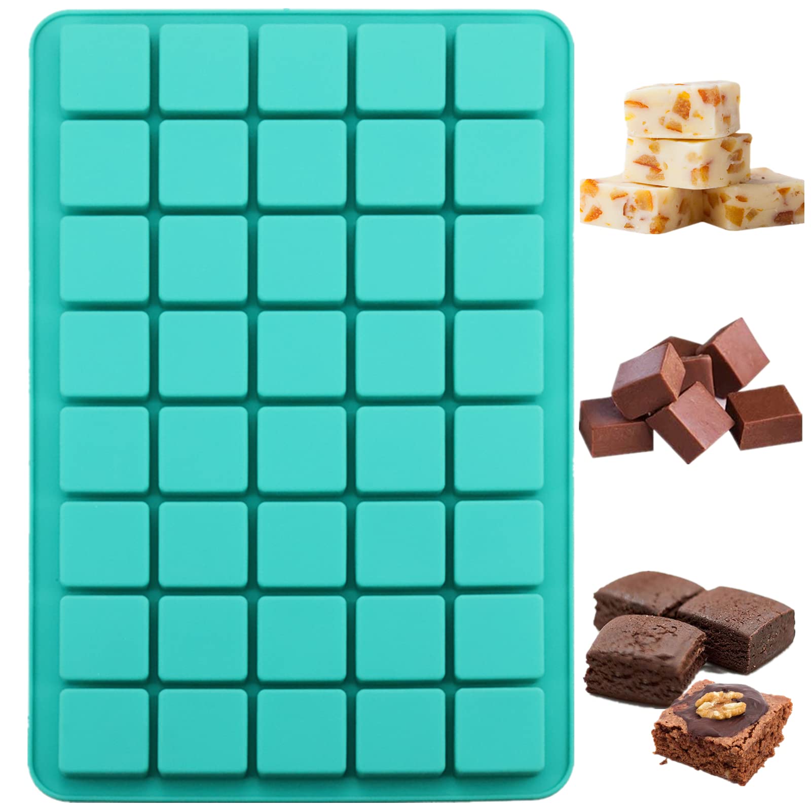 JOERSH 40-Cavity Silicone Chocolate Mold - Square Candy & Whiskey Ice Cube Tray for Pralines, Caramels, Gummy Jellies & Bite-Size Brownies | Baking, Candy Making & Cocktail Party Essential
