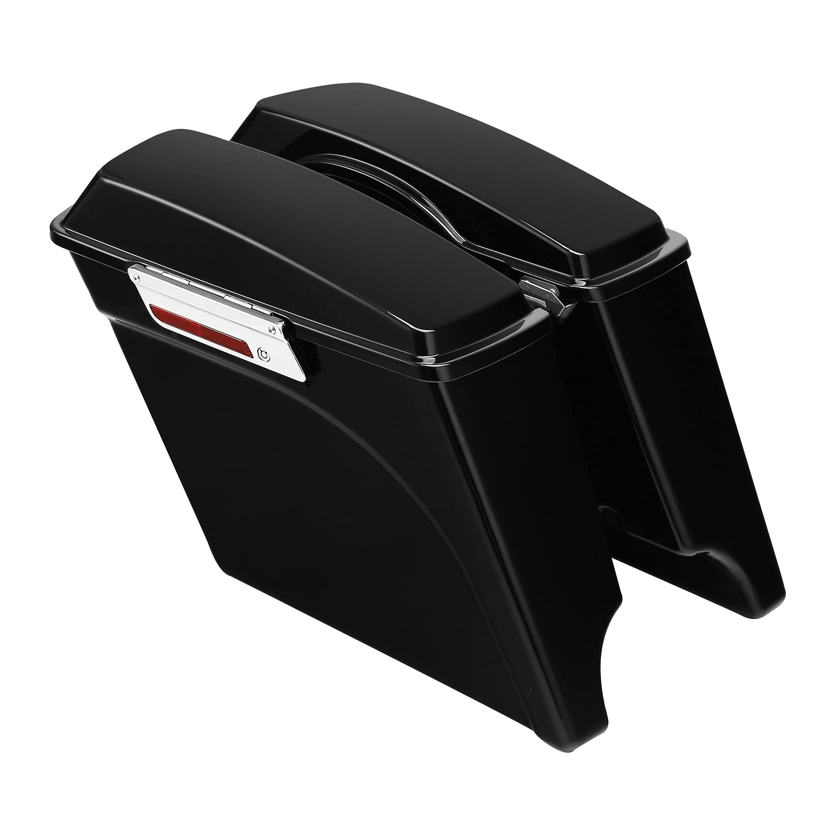 XFMT 5 Inch Vivid Black Stretchable Saddlebags with Lockable Lids & Keys - Compatible with Harley Touring FLH/FLT Electra Glide, Road King, Ultra Street (1993-2013 Models) - Perfect for Motorcycle Storage & Long-Distance Travel Accessories