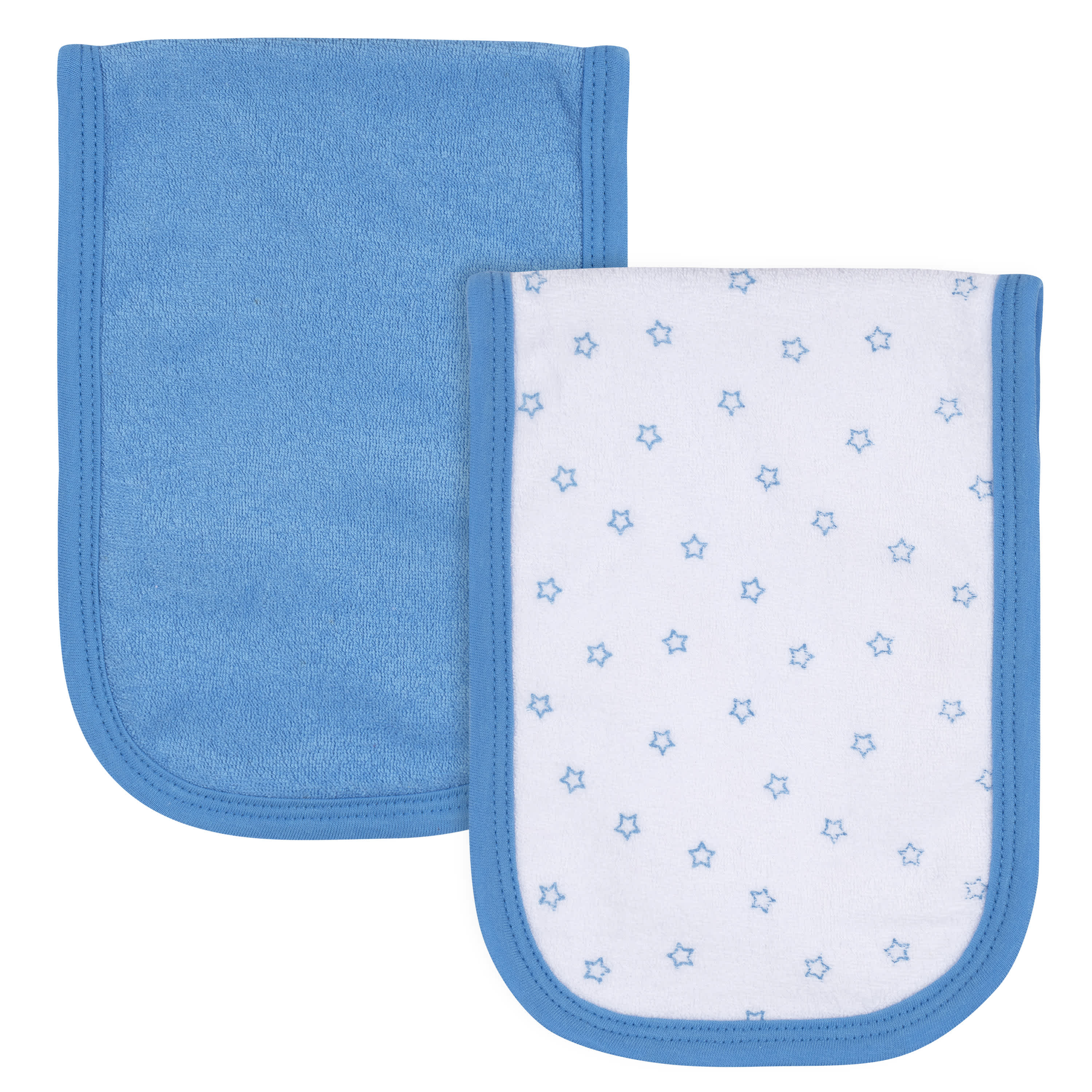 2 Pack Baby Boy Star Print Terry Cloth Burp Cloths - Soft & Absorbent for Newborns, Infants - Perfect for Feeding, Spit-Up & Messy Moments