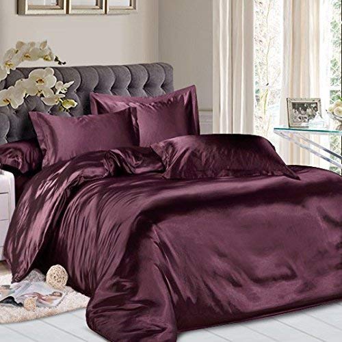 Luxury 100% Pure Silk Sateen Sheet Set - 7 Piece Bedding Set with Deep Pocket Fitted Sheet (Fits 15