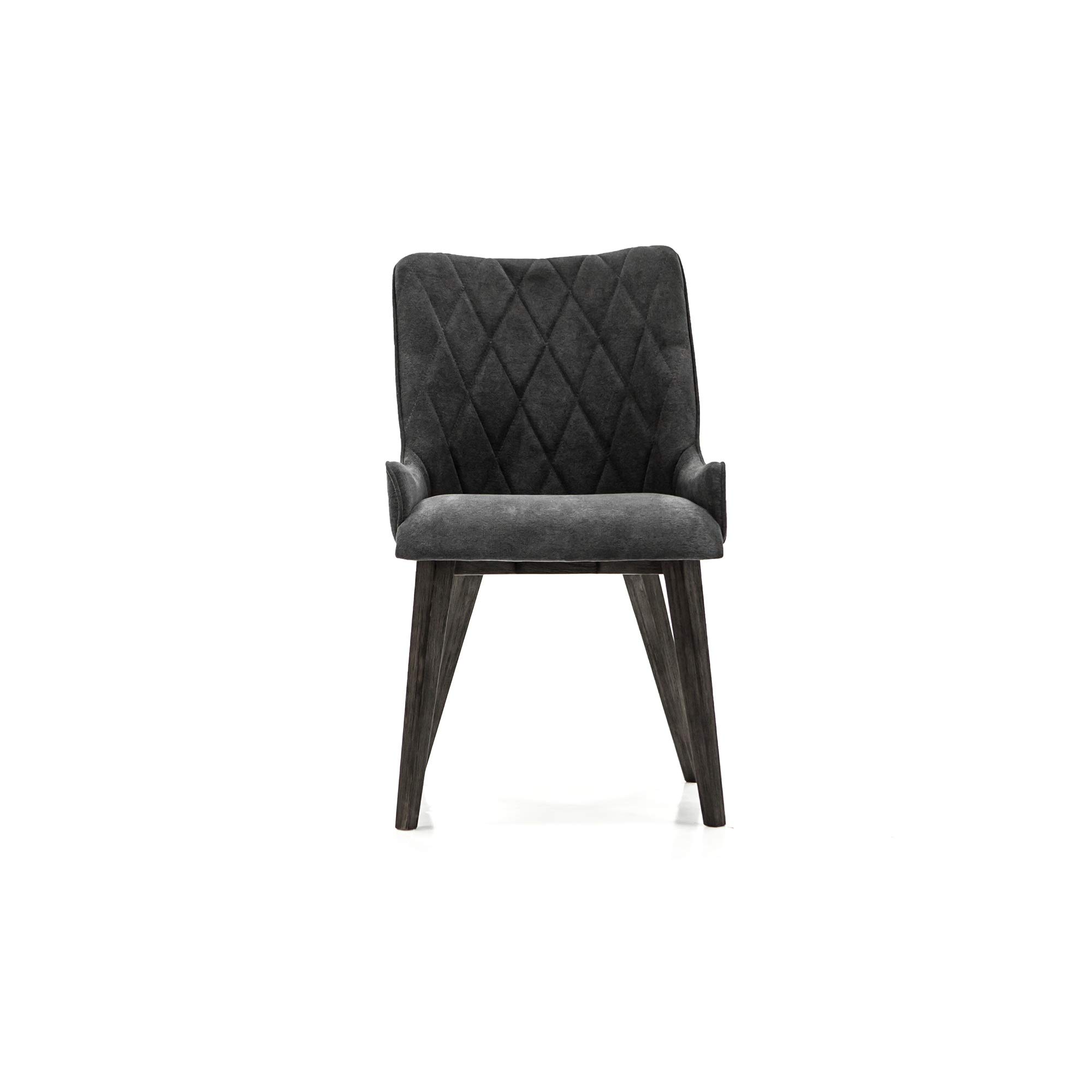 Armen Living Alana Modern Upholstered Dining Chairs Set of 2 - 19 Inch Height, Charcoal Gray Fabric - Perfect for Dining Room, Kitchen, Breakfast Nook & Home Office