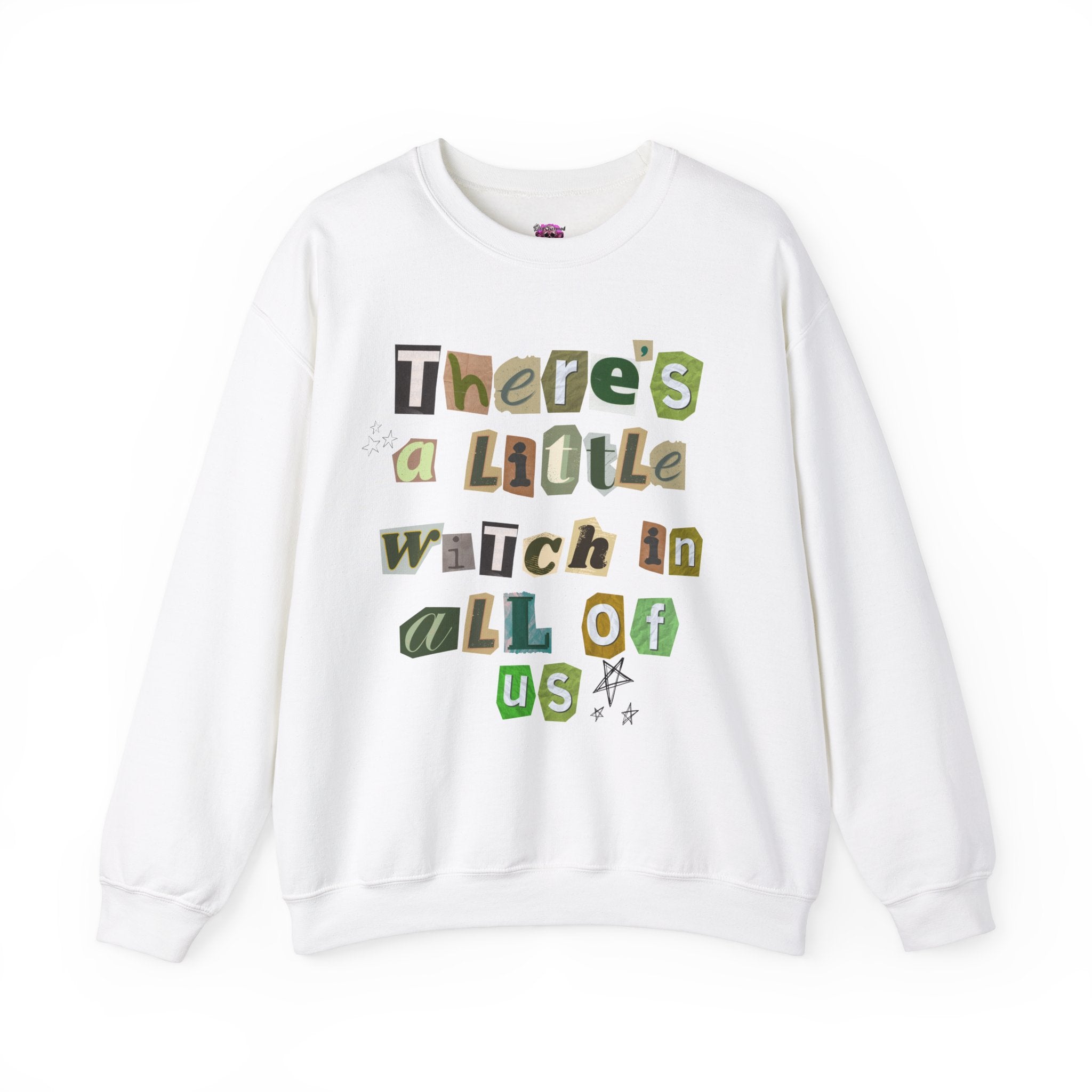 There's a Little Witch in All of Us - Cute Halloween Crewneck Sweatshirt for Women & Teens - Perfect for Fall, Spooky Season & Witchy Vibes