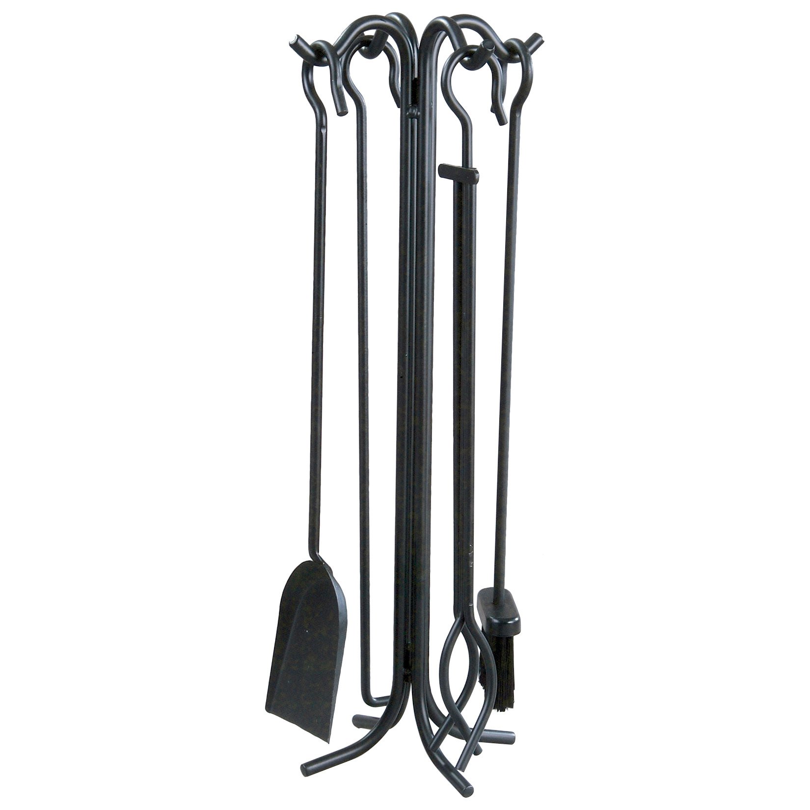 Panacea 15001 Black Wrought Iron Fireplace Tool Set - 5 Piece Fireplace Accessories for Wood Burning Stoves & Hearth Maintenance