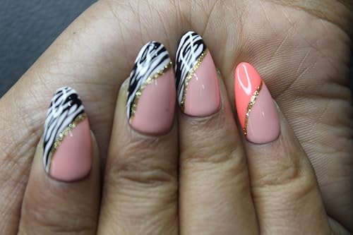 Shraddha Bridal Studio Funky Cool French Press-On Nails with Glue – 12PCS Artificial Fake Nail Extensions for Parties, Weddings & Special Events