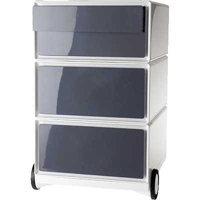 Paperflow EasyBox 4-Drawer Mobile File Cabinet - White & Anthracite Office Storage Solution for Files, Documents & Supplies | Perfect for Home Office, Workplace & School Organization