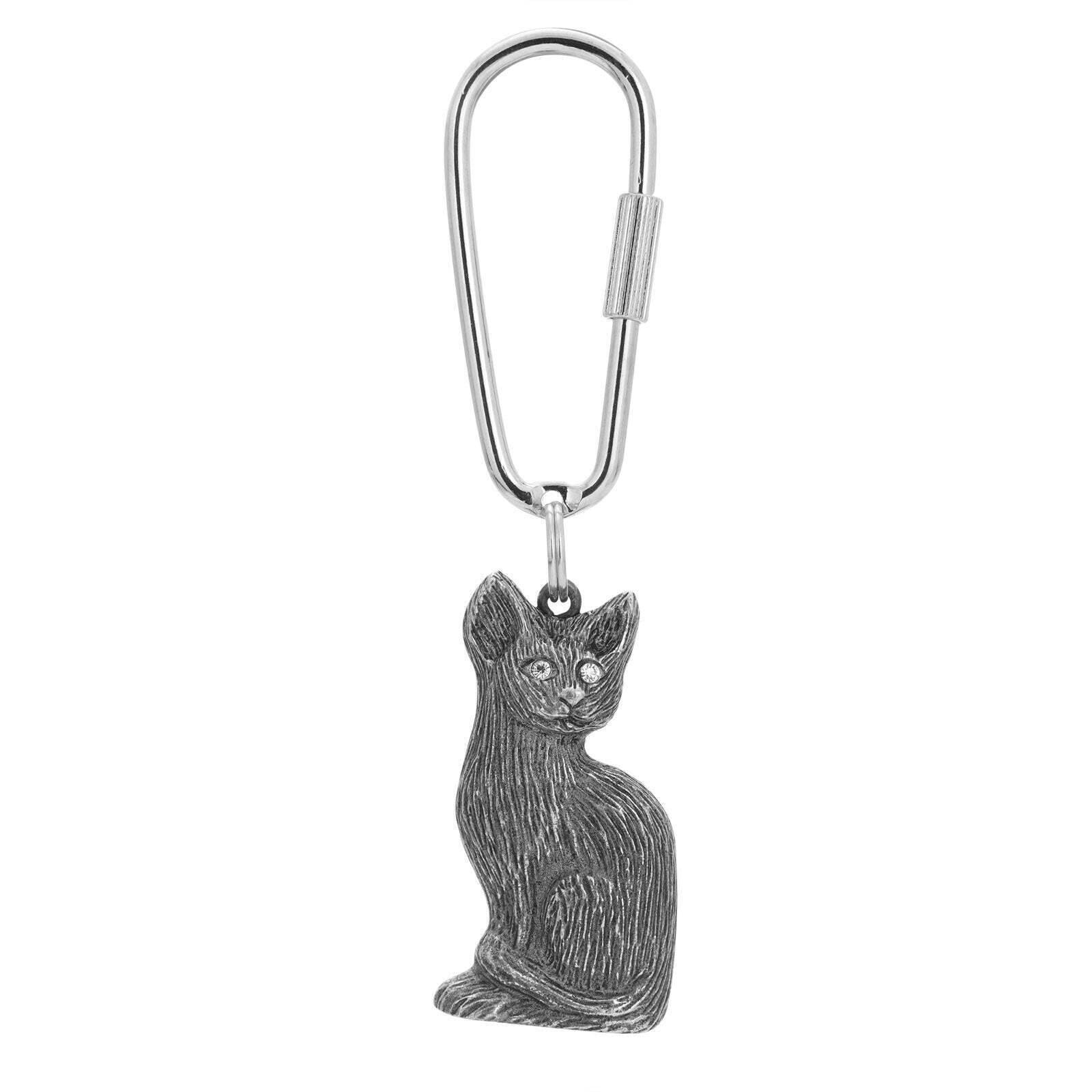 1928 Crystal Cat Carabiner Keychain - Elegant Jewelry Key Ring for Women & Men - Perfect for Keys, Bags, Backpacks & Gifts