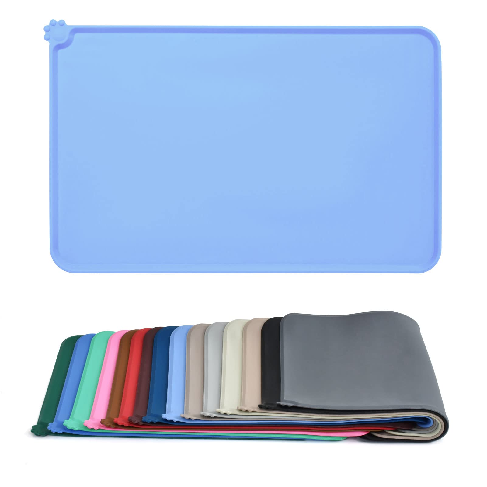 AUDWUD Non-Slip Silicone Pet Feeding Mat - Waterproof Dog Food & Water Bowl Mat for Messy Eaters - Perfect for Kitchen, Crate, and Outdoor Use