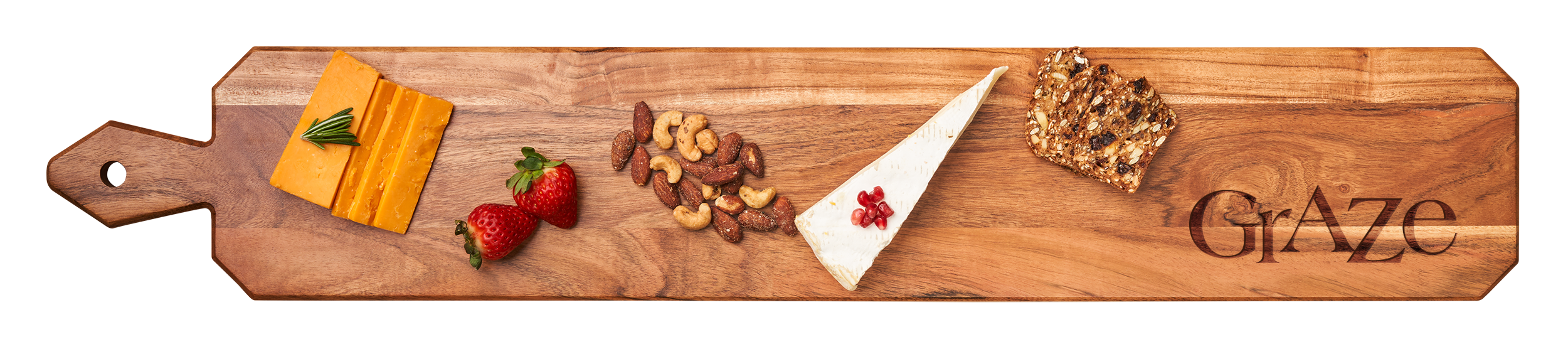 Acacia Wood Heirloom Cheese Board with Handle - Skinny Graze Charcuterie Tray 34