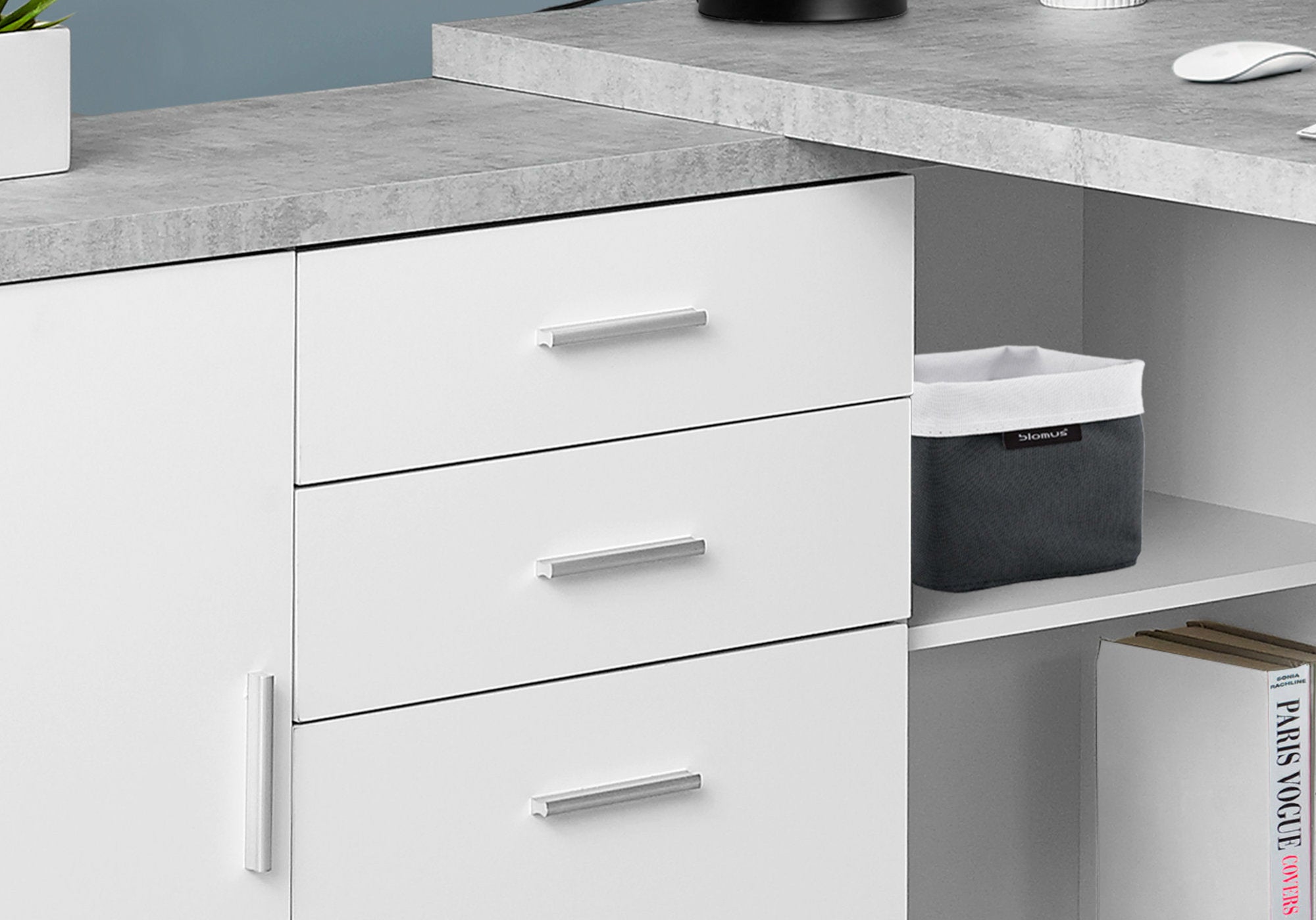 Office Series 60L White Cement Look Left/Right Face Storage Cabinet - Perfect for Home, Office & Garage Organization