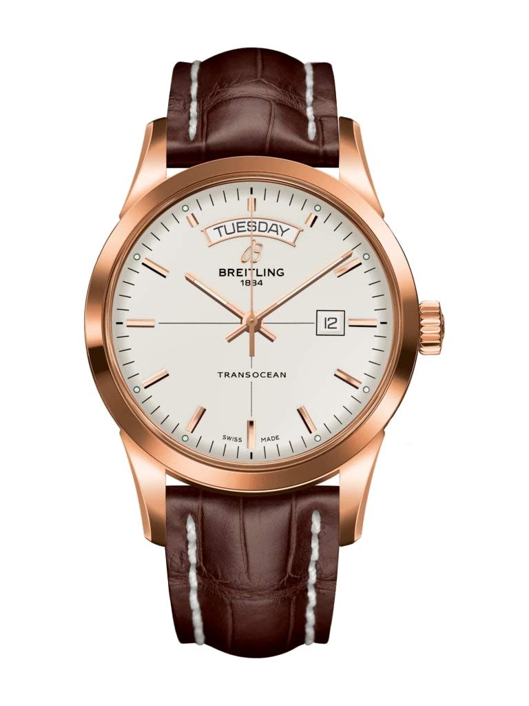 Breitling Transocean Day Date Men's Watch - 18K Solid Rose Gold Luxury Chronometer - Perfect for Business Meetings, Formal Events & Luxury Collectors