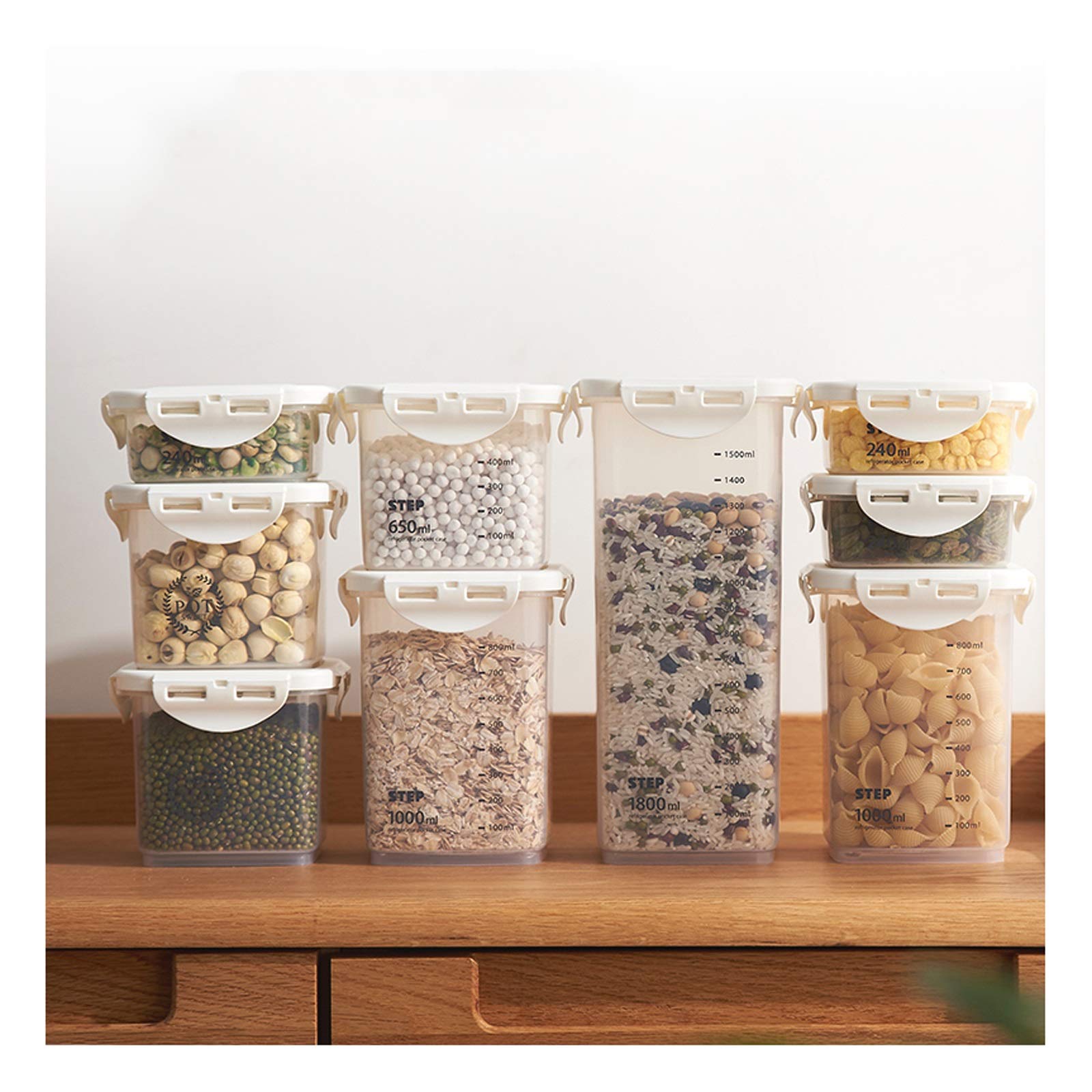 Zxb-Shop Airtight Food Storage Containers - 9-Piece Set, BPA-Free Plastic Sealed Jars for Kitchen Pantry Organization, Clear Dry Food Containers for Cereal, Snacks, Flour & Spices | Ideal for Meal Prep, Baking & Bulk Food Storage