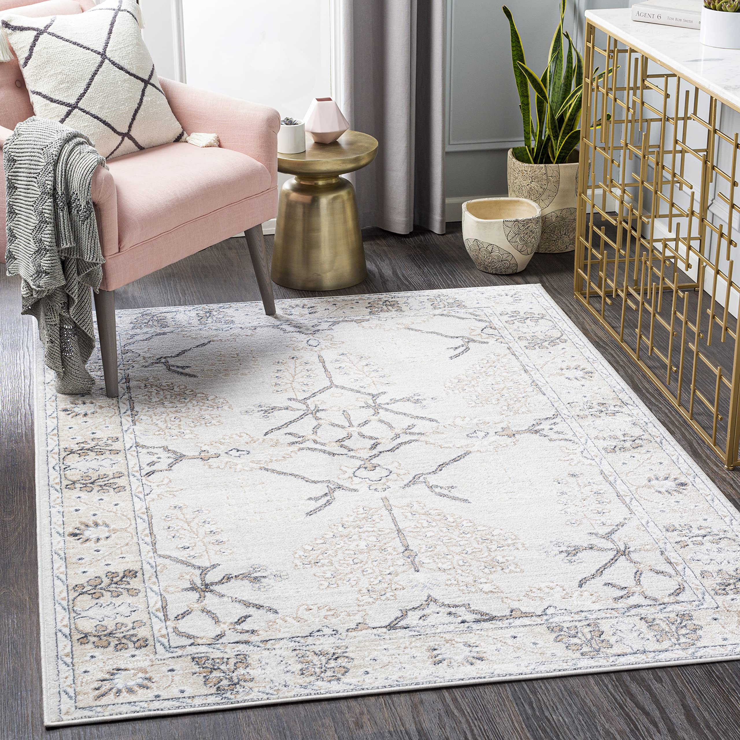 Mark&Day 8x10 Traditional Brown Area Rug - Soft Cream & Brown Carpet for Living Room, Bedroom, Kitchen - 7'9
