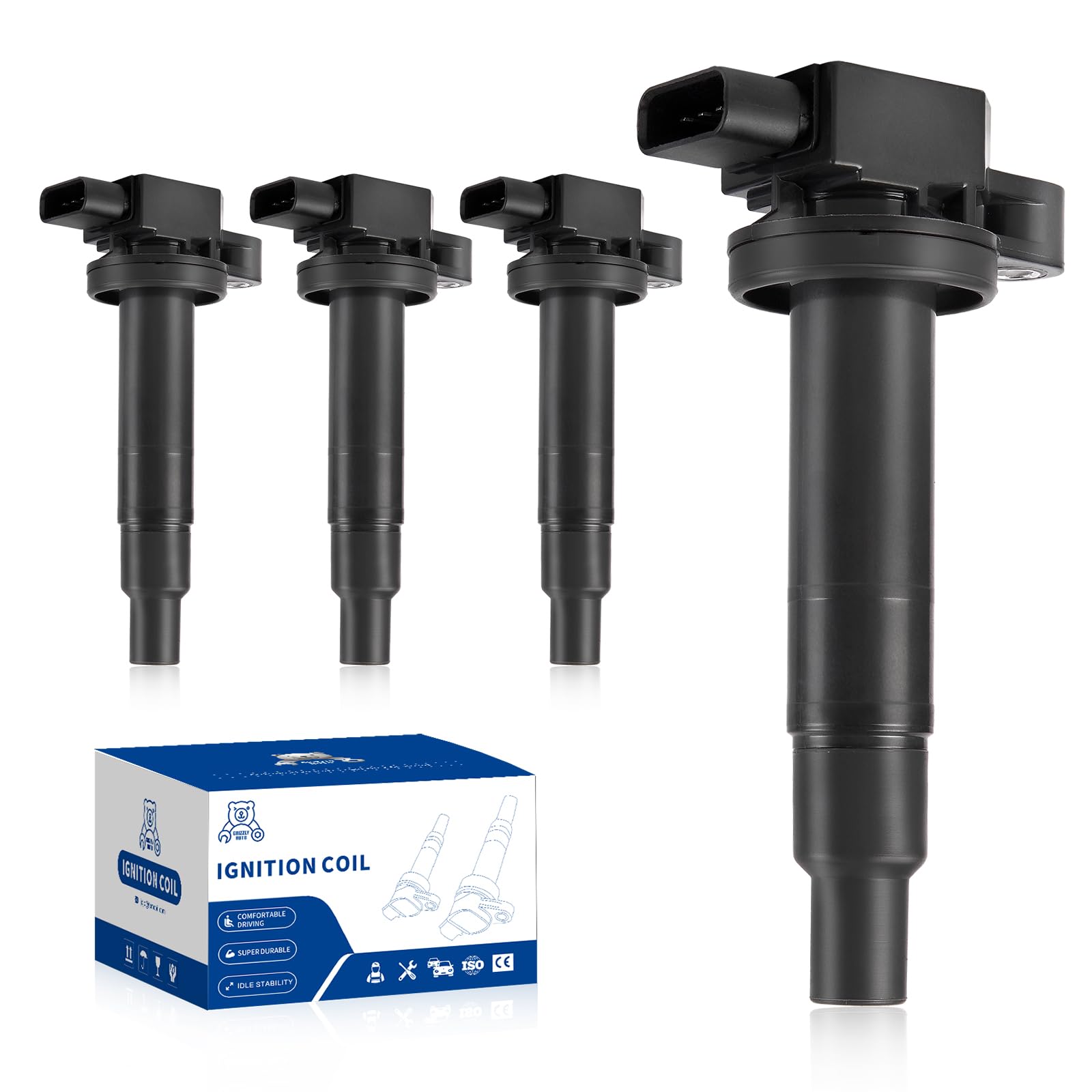 High Performance Ignition Coil Pack Set of 4 - Compatible with Toyota Scion XA XB 2004-2006, Toyota Echo 2012-2019, Prius 2006-2018, Yaris L4 1.5L - Replaces UF316 610-58576 9091902240 90919-02240 - Perfect for Engine Tune-Ups & Performance Upgrades