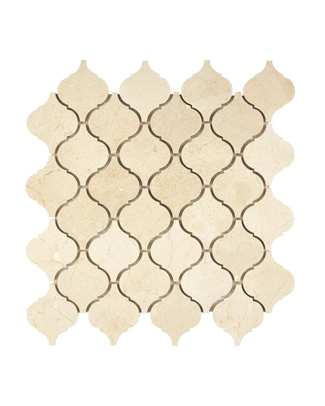 Premium Crema Marfil Marble Arabesque Mosaic Tile - Natural Stone Wall & Floor Decor for Bathroom, Kitchen Backsplash, and Luxury Interior Design
