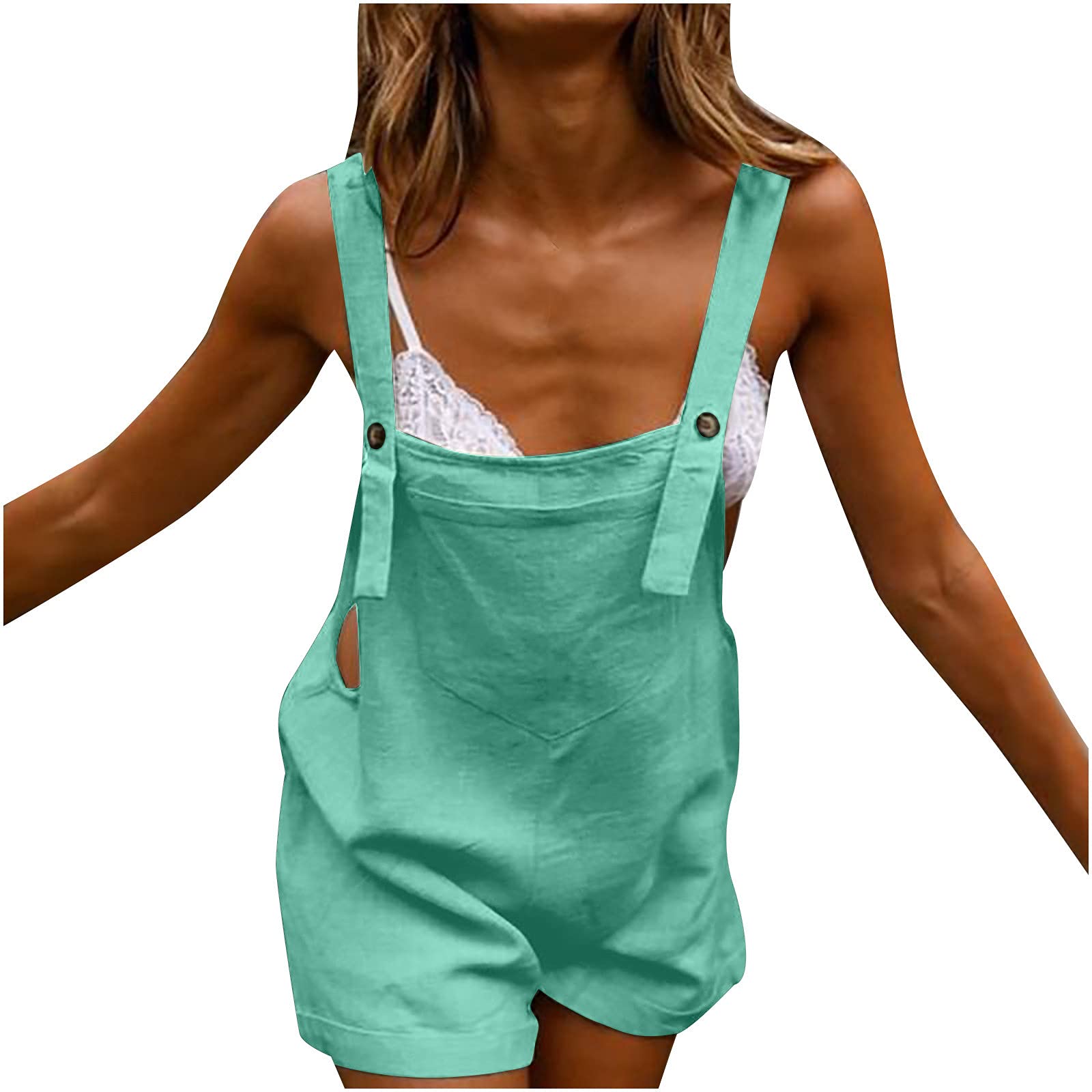Women's Linen Shorts - Summer & Fall Cotton Overalls, Loose Fit Casual Pants with Pockets | Comfortable Jumpsuit for Outdoor Activities, Beach Wear & Everyday Fashion